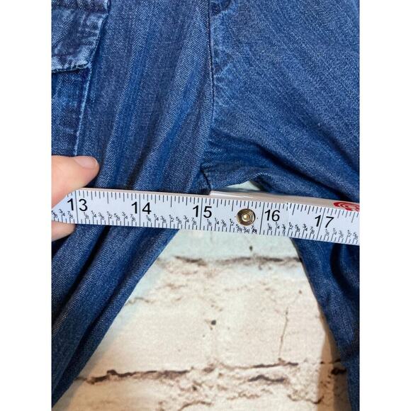 Banana Republic Shirt Dress Womens 2 Chambray Blue Full Button Front Belted - Picture 10 of 15